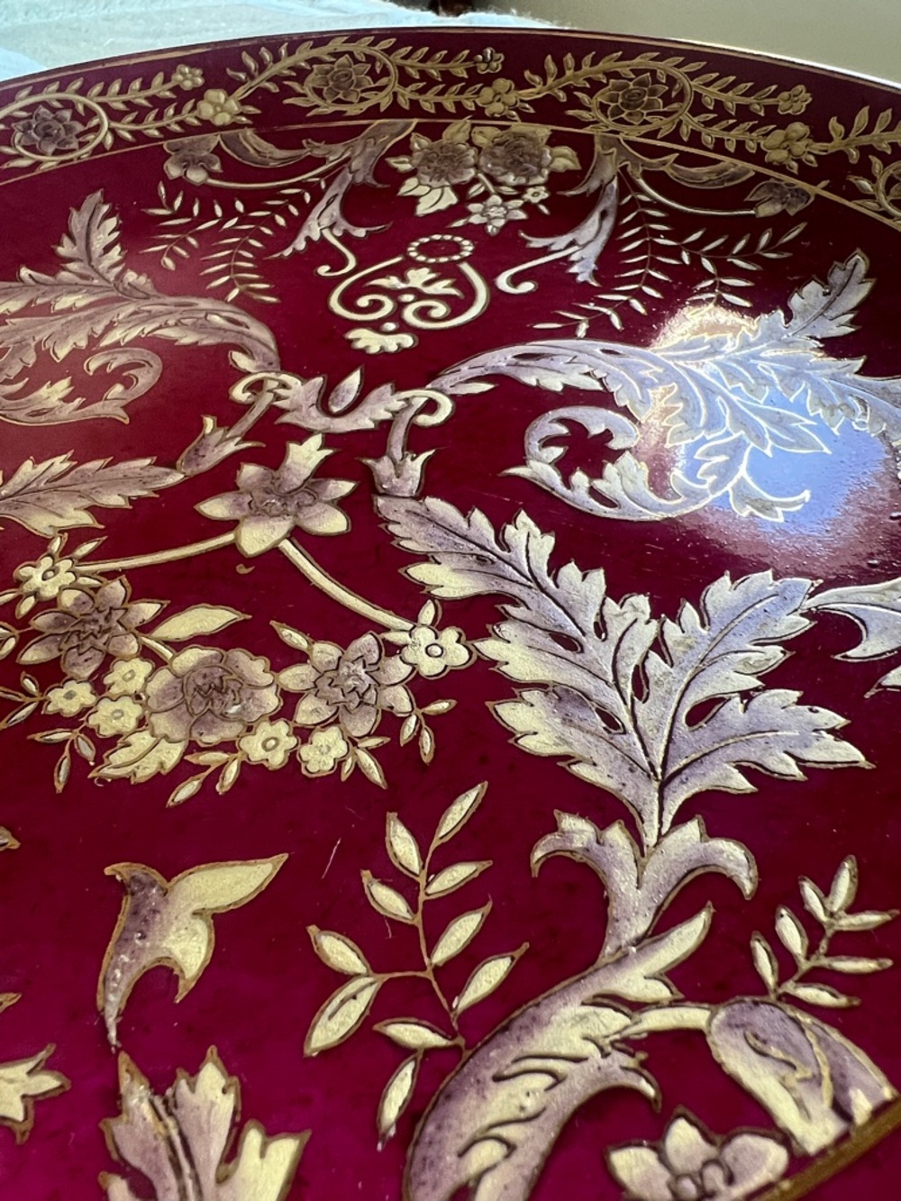 Ornate Accent Red and Gold Charger Plate - Elegant Table or Wall Accent - Picture 6 of 6